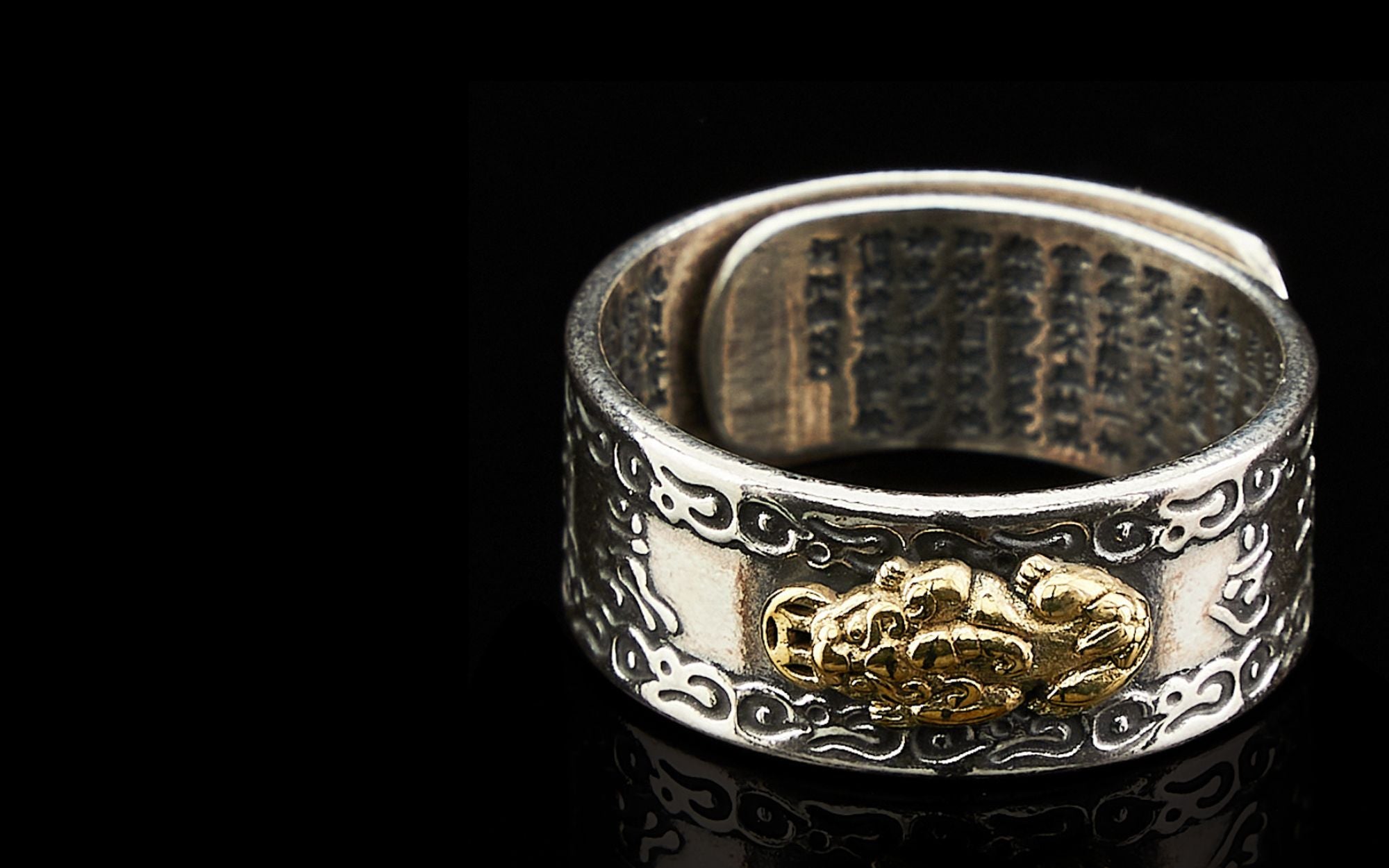 Bague Pixiu Feng Shui En Argent 999 Et Grenat - Bouddhiste Tibétaine - Taille Réglable - Neuf Avec étiquettes