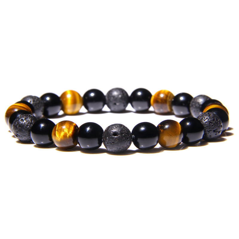 Bracelet de l’Esprit invincible - Pierre de lave, Œil de tigre - Karma et Moi