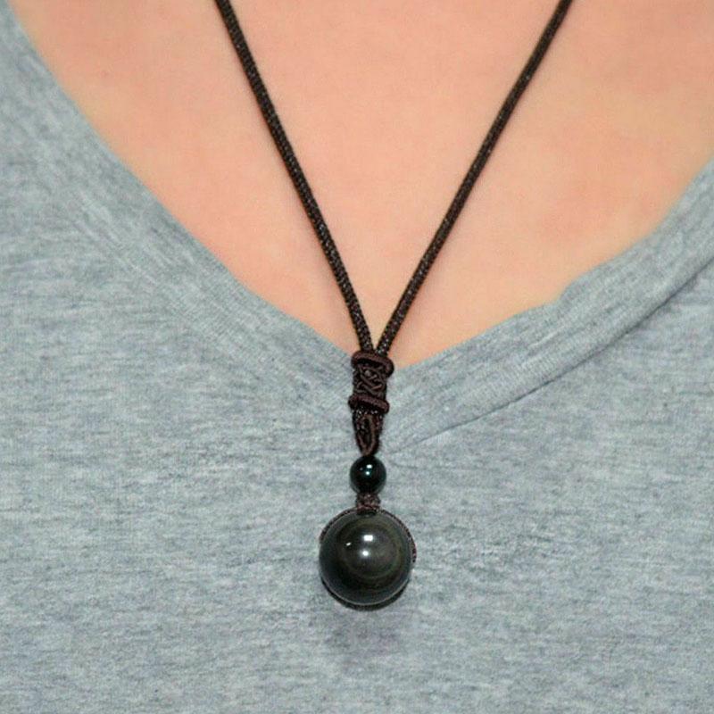 Collier en obsidienne arc-en-ciel - Œil de vérité - Karma et Moi