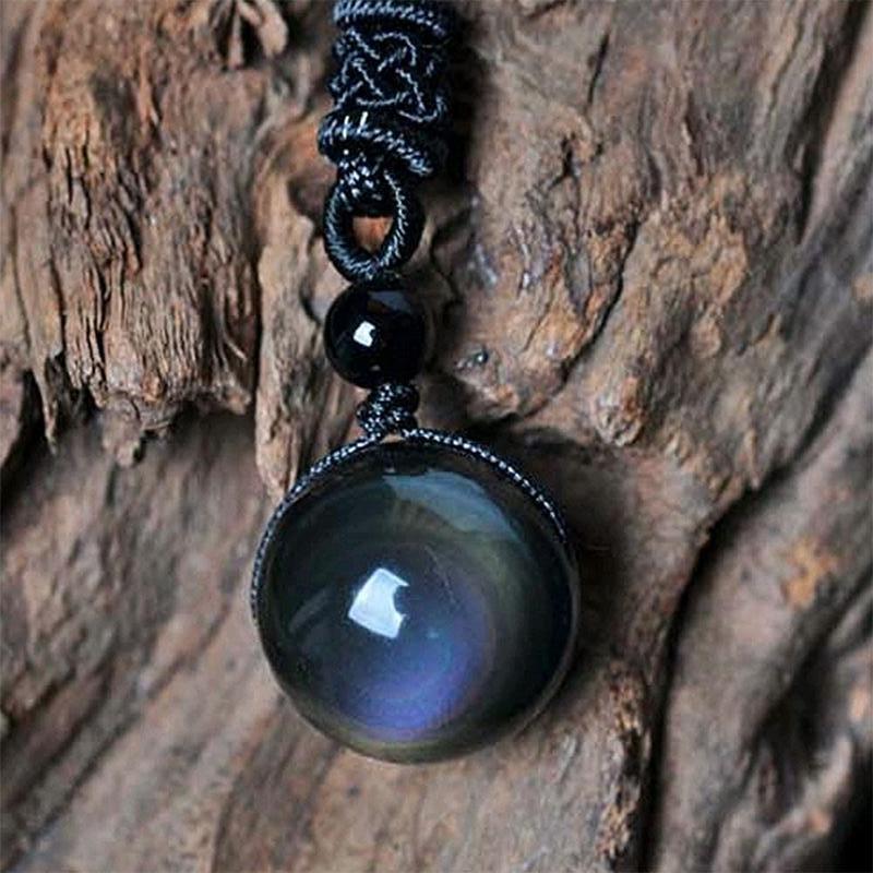 Collier en obsidienne arc-en-ciel - Œil de vérité - Karma et Moi