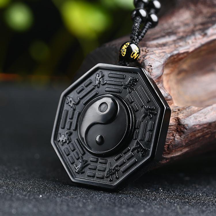 Collier d'obsidienne noire yin et yang pour la positivité - Karma et Moi