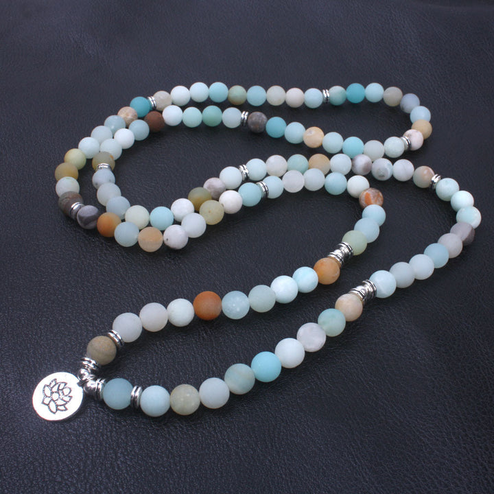 108 perles de mala en amazonite - Perles de prières tibétaines - Karma et Moi