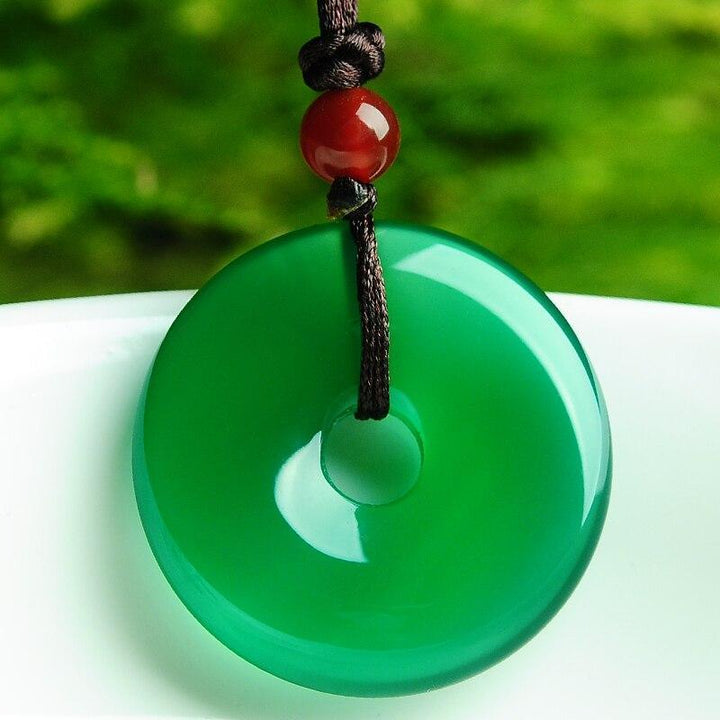 Collier avec disque en jade vert - Karma et Moi