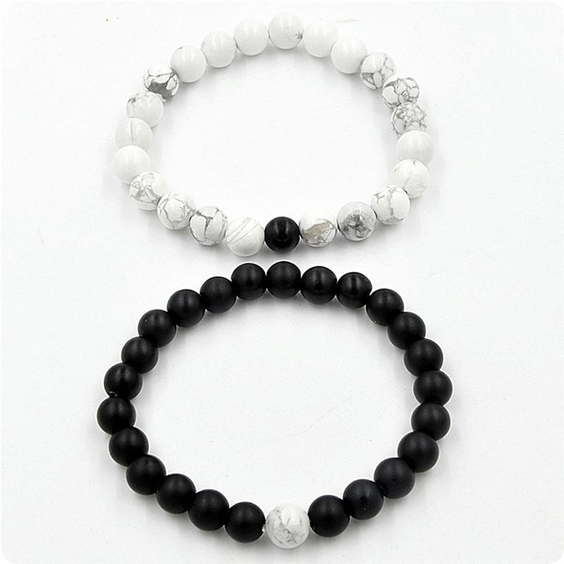 Bracelets de distance blanc et noir - Pour les couples - Karma et Moi