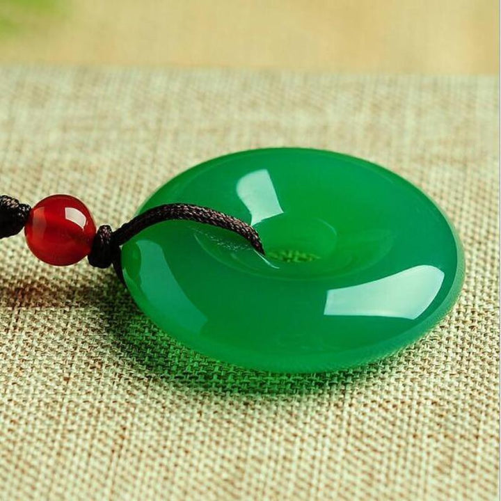 Collier avec disque en jade vert - Karma et Moi