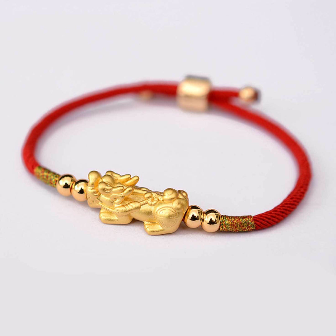 Bracelet Feng shui avec Pixiu et fil rouge - Karma et Moi