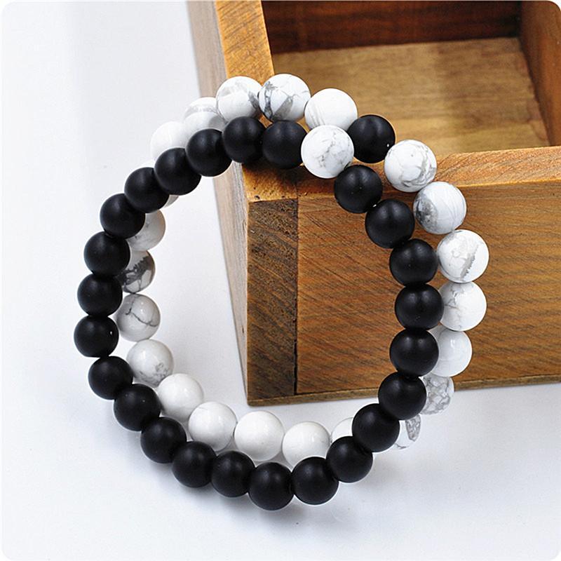 Bracelets de distance blanc et noir - Pour les couples - Karma et Moi