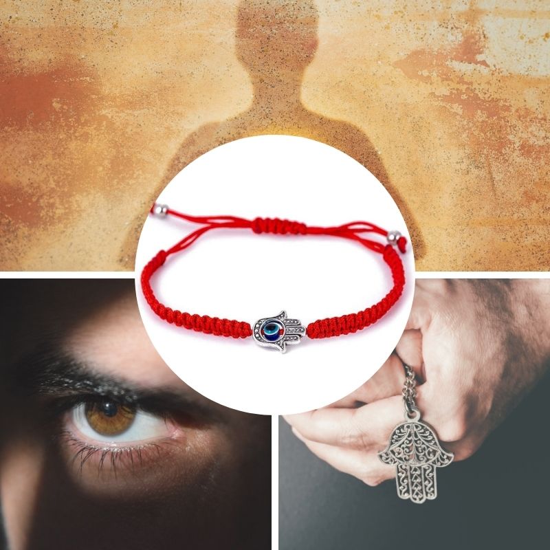 Bracelet en fils rouges avec main de Hamsa - Protection contre le mauvais œil - Karma et Moi