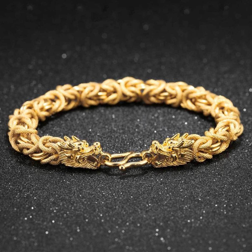 Bracelet double tête de Dragon d’or - Karma et Moi