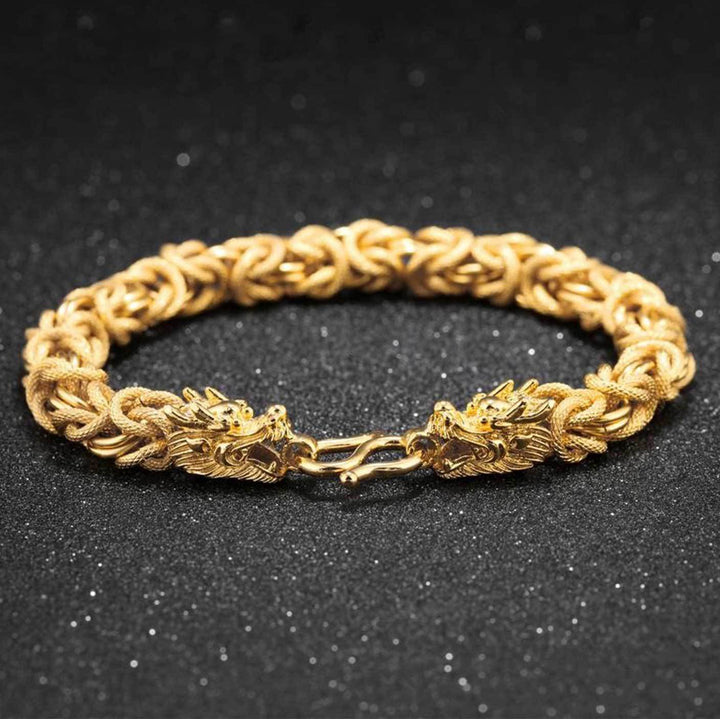 Bracelet double tête de Dragon d’or - Karma et Moi