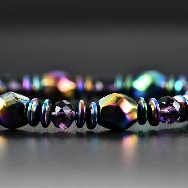 Bracelet magnétique en hématite arc-en-ciel pour le bien-être - Karma et Moi