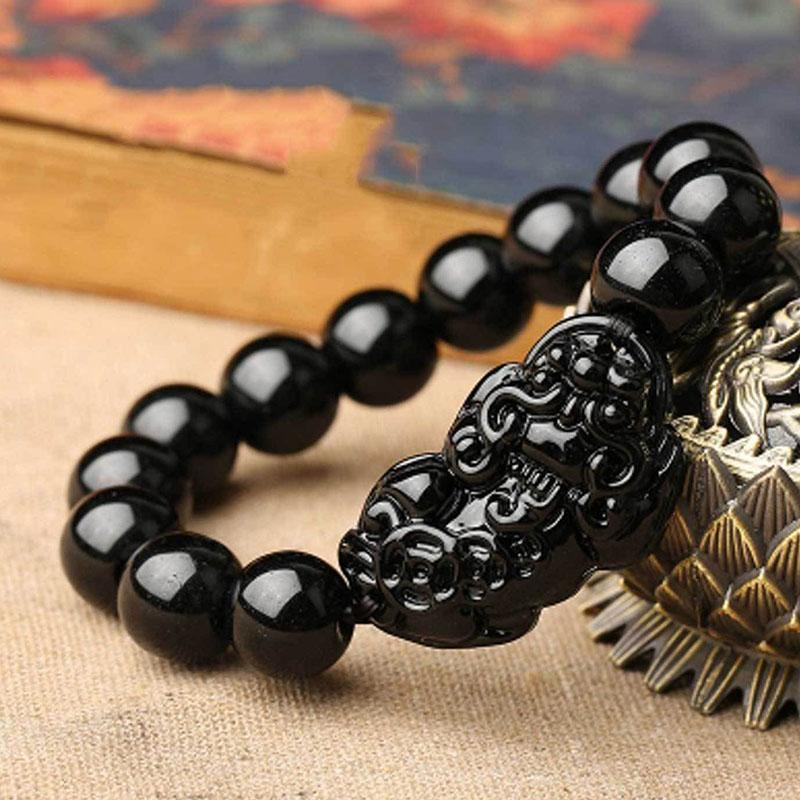 Bracelet Pixiu en obsidienne noire - Karma et Moi