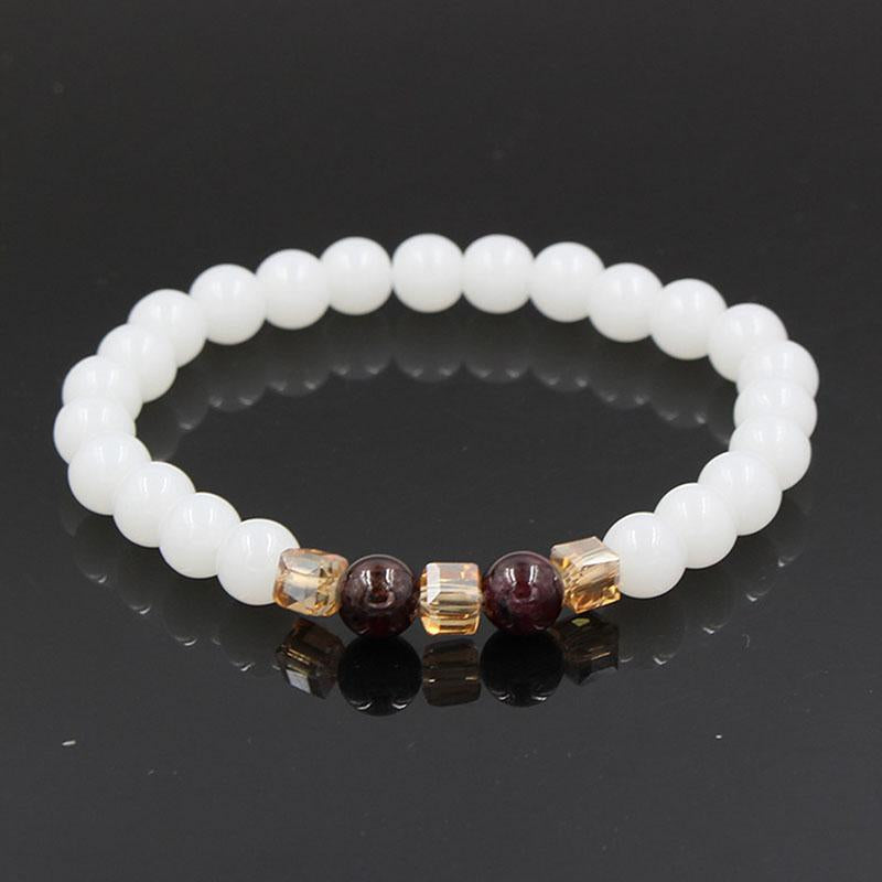 Bracelet de positivité en calcédoine blanche naturelle - Karma et Moi