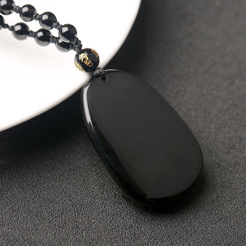 Collier de Bouddha en obsidienne noire - Protection et courage - Karma et Moi