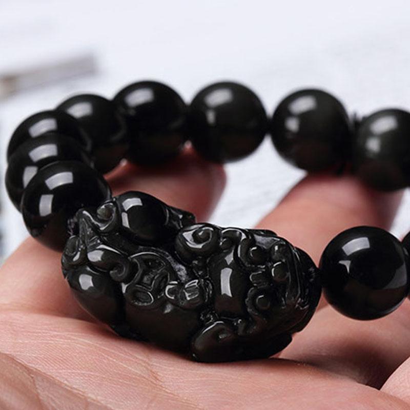 Bracelet Pixiu en obsidienne noire - Karma et Moi