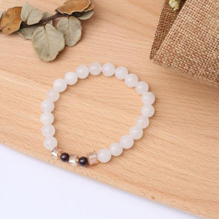 Bracelet de positivité en calcédoine blanche naturelle - Karma et Moi