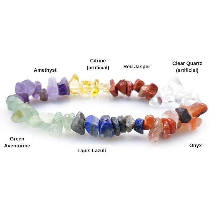 Bracelet en cristaux bruts des 7 chakras - Karma et Moi