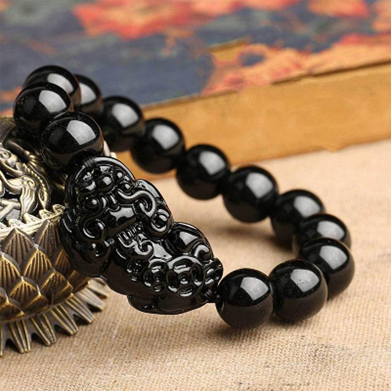 Bracelet Pixiu en obsidienne noire - Karma et Moi