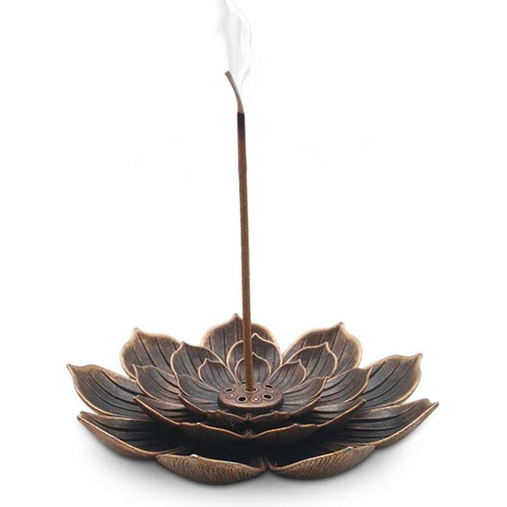 Brûleur d'encens en bronze forme de lotus - Karma et Moi