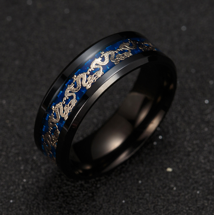 Bague avec dragon chinois incrusté - porte-bonheur - Karma et Moi