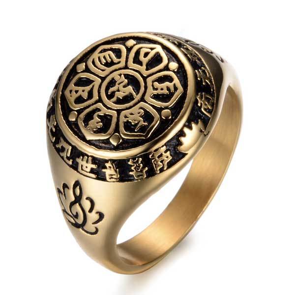 Bague Lotus avec gravure mantra – Om Mani Padme Hum - argent, or - Karma et Moi