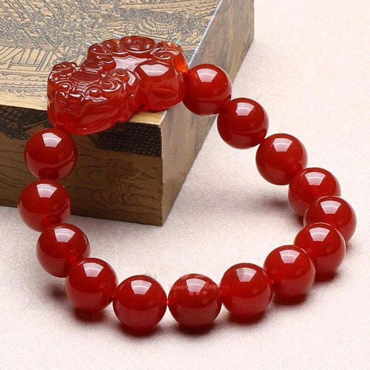 Bracelet Pixiu en agate rouge - Préserver la richesse - Karma et Moi