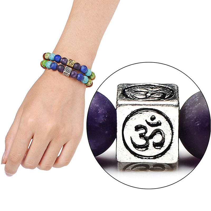 Bracelet de chakra avec Om et arbre de vie - Karma et Moi