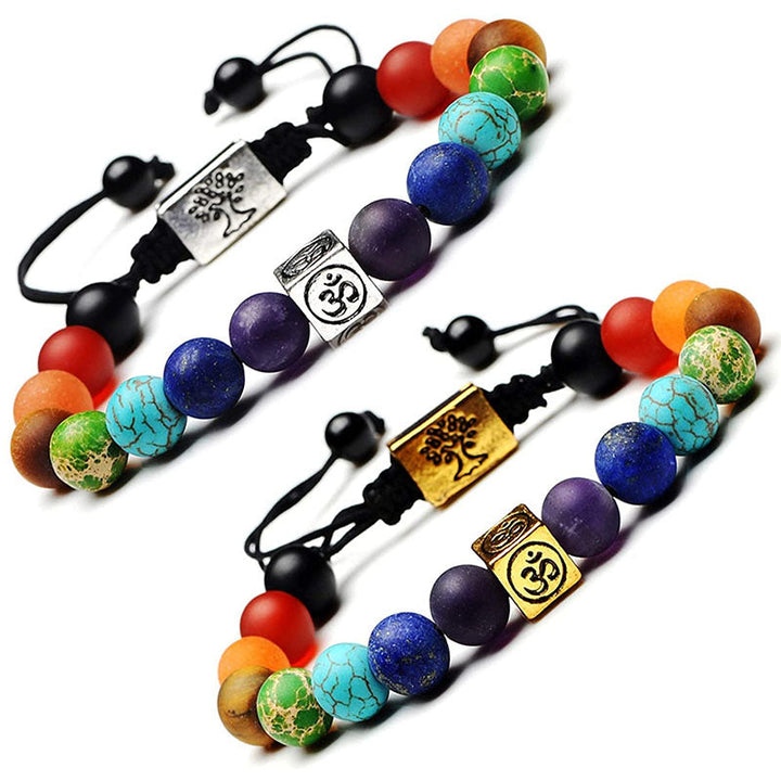 Bracelet de chakra avec Om et arbre de vie - Karma et Moi