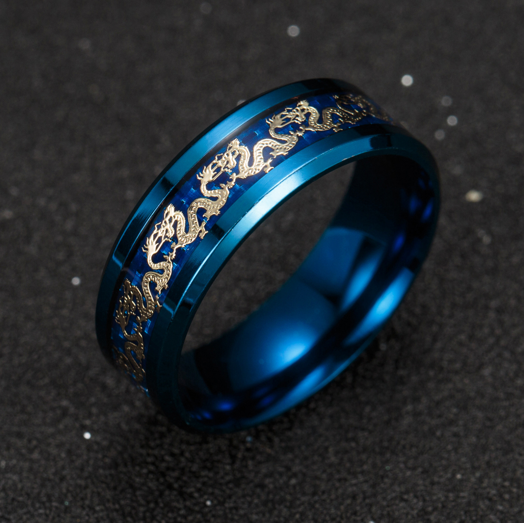 Bague avec dragon chinois incrusté - porte-bonheur - Karma et Moi