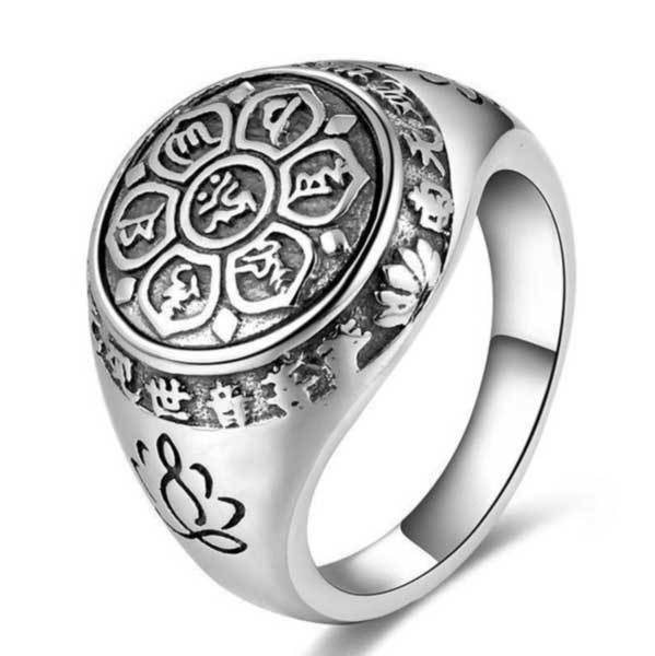 Bague Lotus avec gravure mantra – Om Mani Padme Hum - argent, or - Karma et Moi