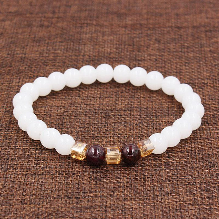 Bracelet de positivité en calcédoine blanche naturelle - Karma et Moi