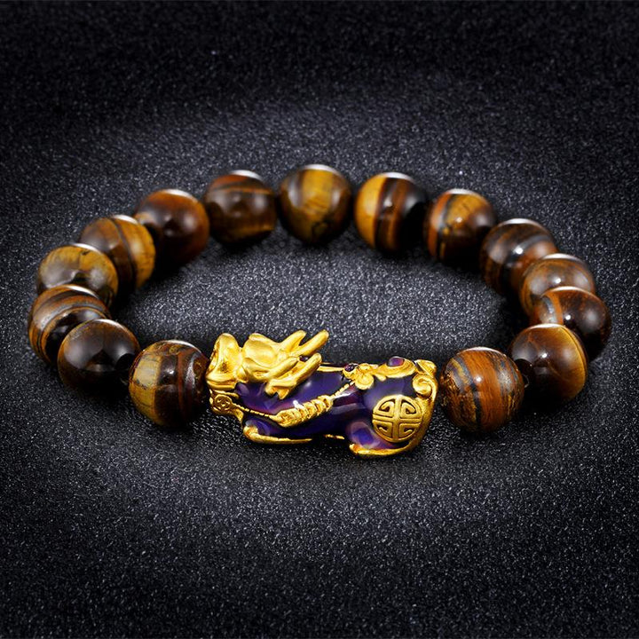 Bracelet en œil-de-tigre Pixiu pour la prospérité - Karma et Moi