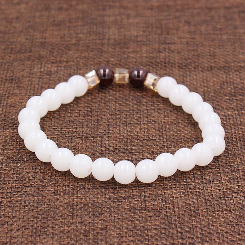 Bracelet de positivité en calcédoine blanche naturelle - Karma et Moi