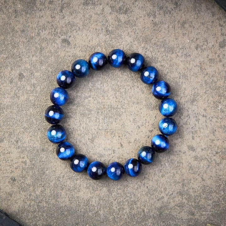 Bracelet en œil de tigre bleu - Karma et Moi