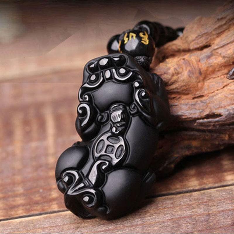 Collier Pixiu en obsidienne noire - Protection de la richesse - Karma et Moi