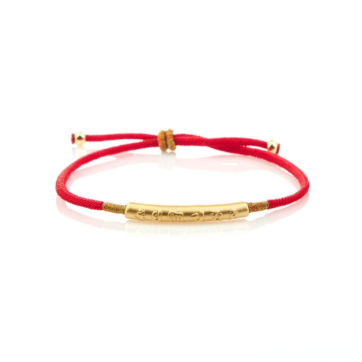 Bracelet tibétain fil rouge en argent porte bonheur bouddhiste- "Attirez la Chance" - Karma et Moi