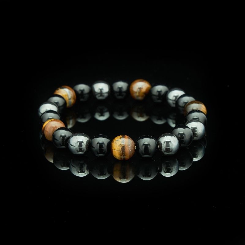 Bracelet de triple protection en obsidienne noire, hématite et œil de tigre - Karma et Moi