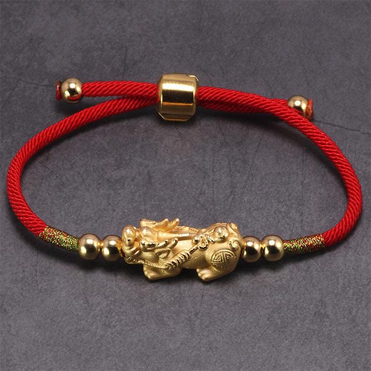 Bracelet Feng shui avec Pixiu et fil rouge - Karma et Moi