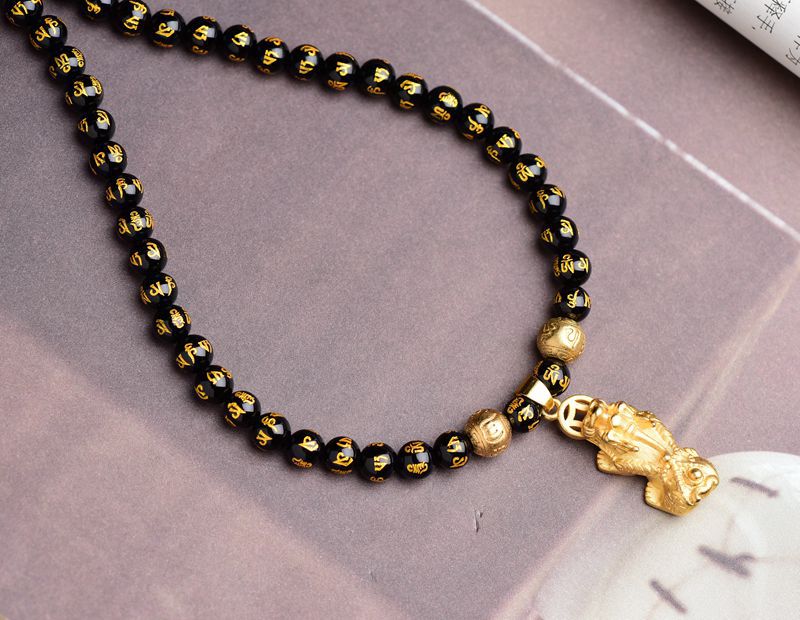 Collier Feng Shui en Obsidienne Noire Pixiu – Attirez la Richesse - Karma et Moi