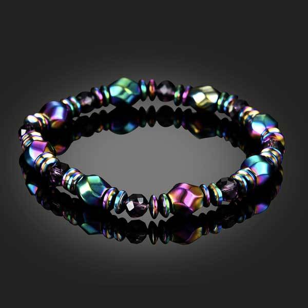 Bracelet magnétique en hématite arc-en-ciel pour le bien-être - Karma et Moi