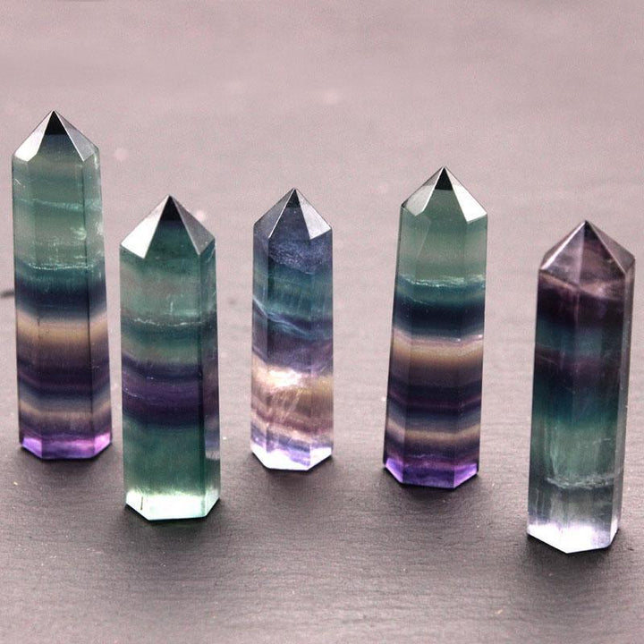 Baguette en fluorite arc-en-ciel - Guérison des 7 points de chakra - Karma et Moi