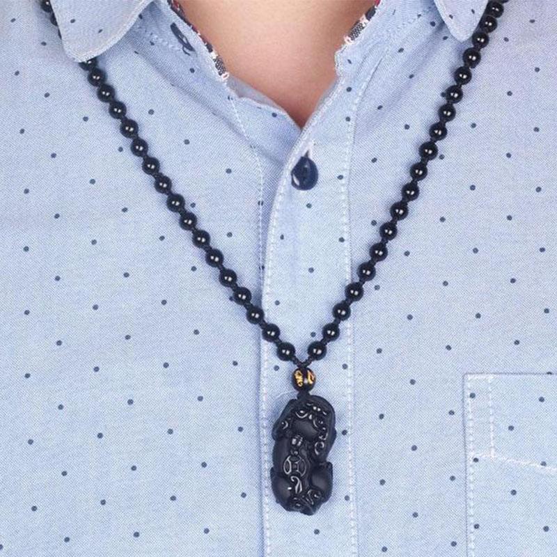 Collier Pixiu en obsidienne noire - Protection de la richesse - Karma et Moi