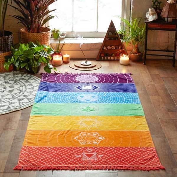 Tapis de yoga des 7 chakras - Tapis de méditation - Tapisserie - Karma et Moi