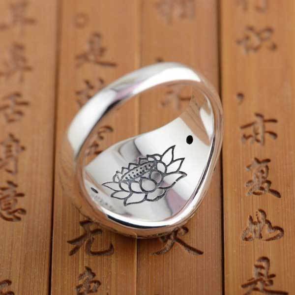 Bague Lotus avec gravure mantra – Om Mani Padme Hum - argent, or - Karma et Moi