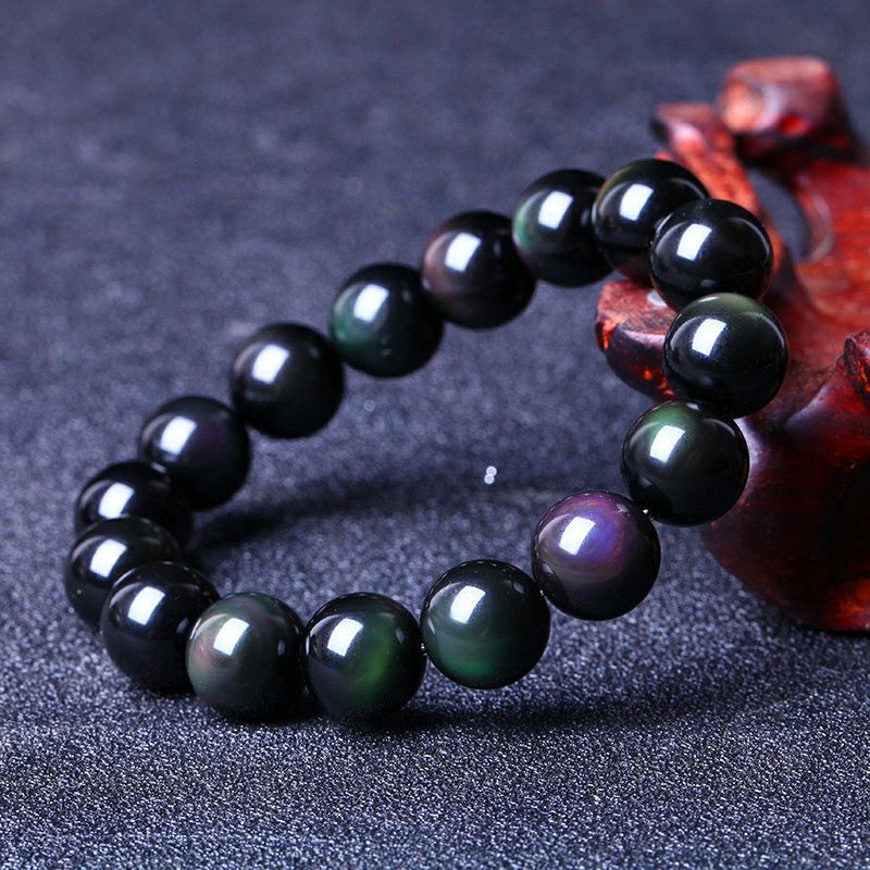 Bracelet en cristal d'obsidienne arc-en-ciel naturelle - Karma et Moi