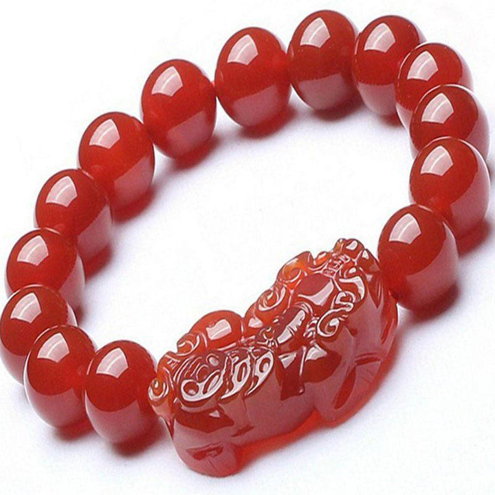 Bracelet Pixiu en agate rouge - Préserver la richesse - Karma et Moi