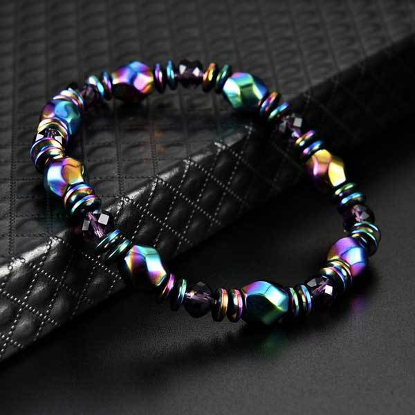 Bracelet magnétique en hématite arc-en-ciel pour le bien-être - Karma et Moi