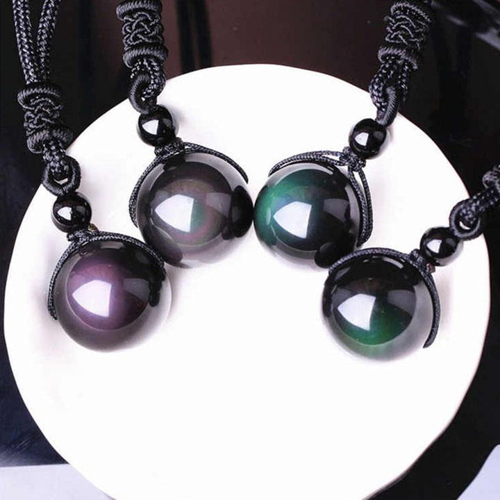 Collier en obsidienne arc-en-ciel - Œil de vérité - Karma et Moi