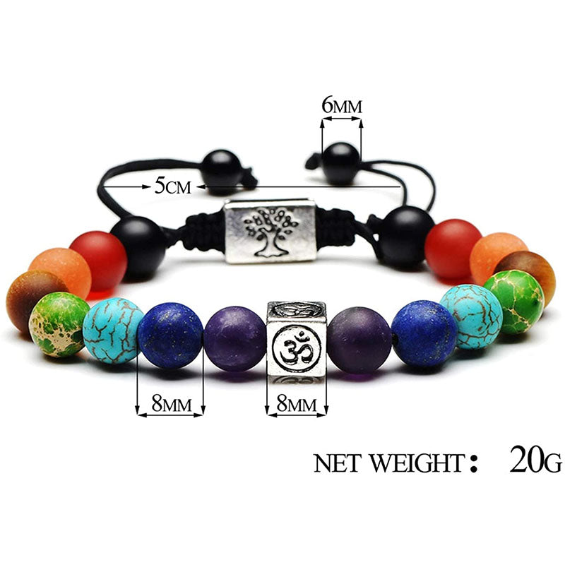 Bracelet de chakra avec Om et arbre de vie - Karma et Moi