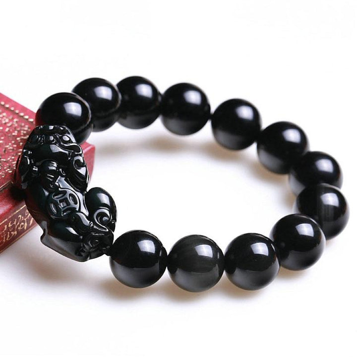 Bracelet Pixiu en obsidienne noire - Karma et Moi